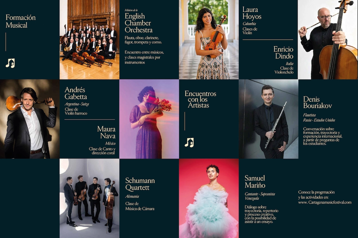 Artistas y maestros invitados: English Chamber Orchestra, Laura Hoyos, Enrico Dindo, Andrés Gabetta, Maura Nava, Denis Bouriakov, Schumann Quartett y Samuel Mariño.